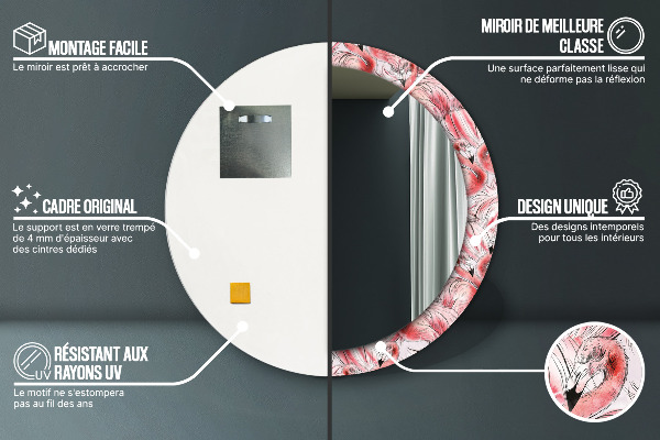 Miroir rond avec décoration Motif flamboyant