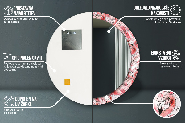 Miroir rond avec décoration Motif flamboyant