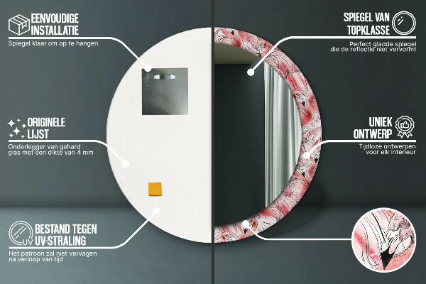 Miroir rond avec décoration Motif flamboyant