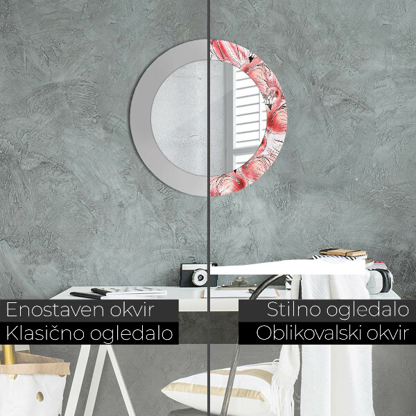 Miroir rond avec décoration Motif flamboyant