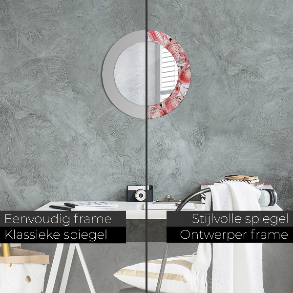Miroir rond avec décoration Motif flamboyant