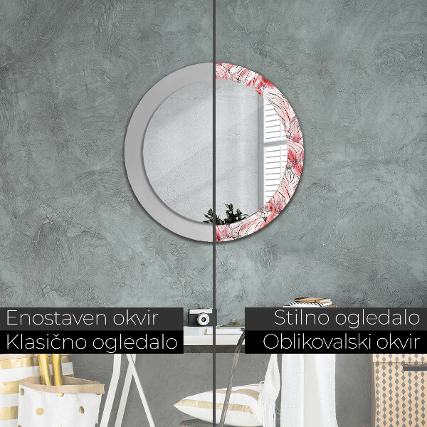 Miroir rond avec décoration Motif flamboyant