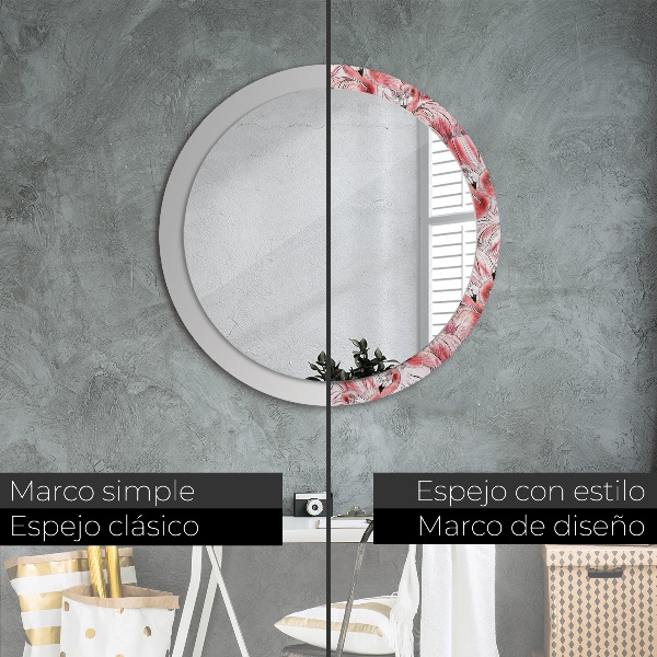 Miroir rond avec décoration Motif flamboyant