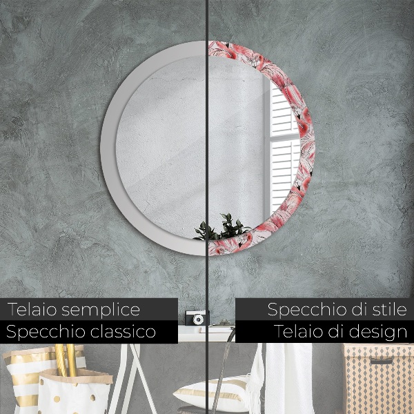 Miroir rond avec décoration Motif flamboyant