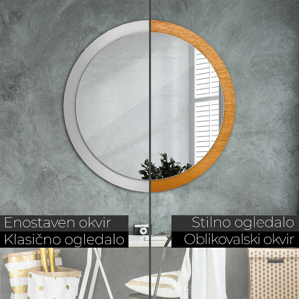 Miroir rond avec décoration Surface métallique