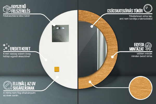 Miroir rond avec décoration Surface métallique