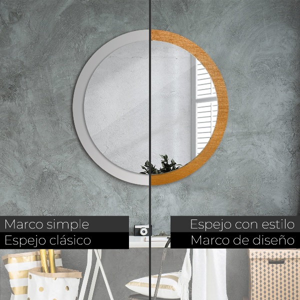 Miroir rond avec décoration Surface métallique