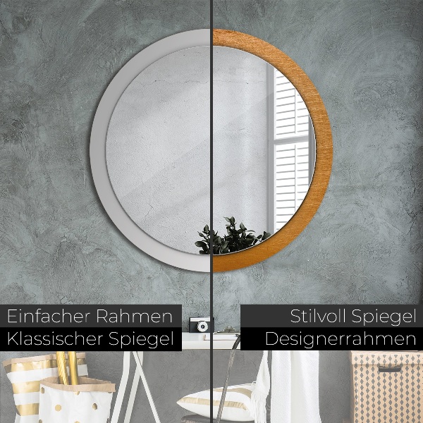 Miroir rond avec décoration Surface métallique