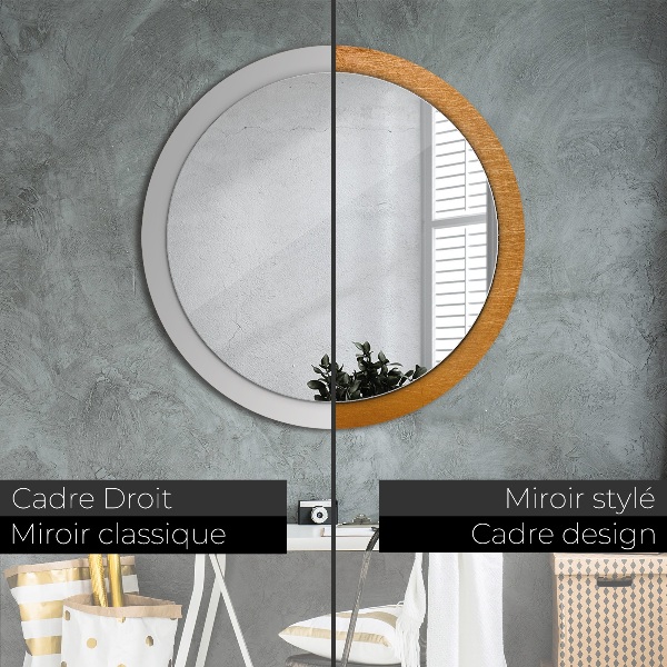 Miroir rond avec décoration Surface métallique