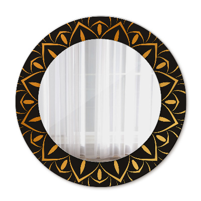 Miroir rond avec décoration Mandala doré