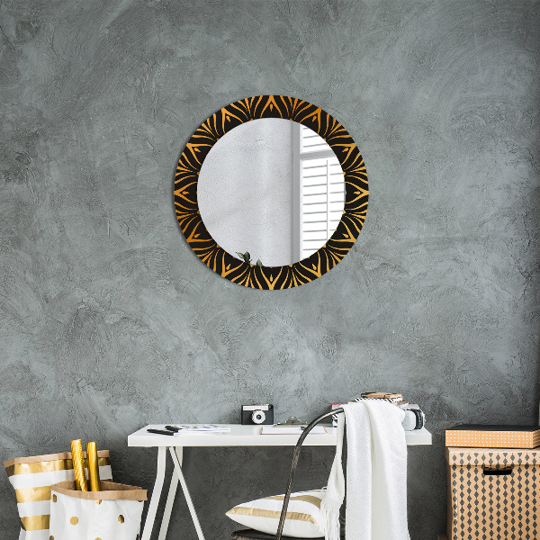 Miroir rond avec décoration Mandala doré