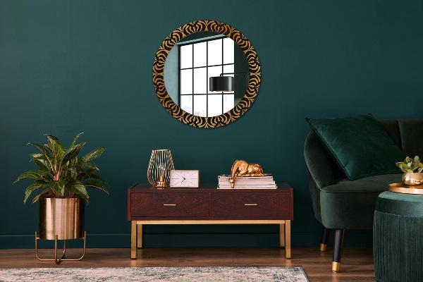 Miroir rond avec décoration Mandala doré