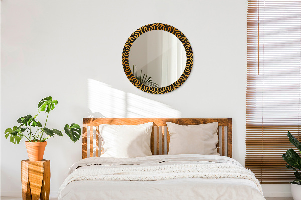 Miroir rond avec décoration Mandala doré