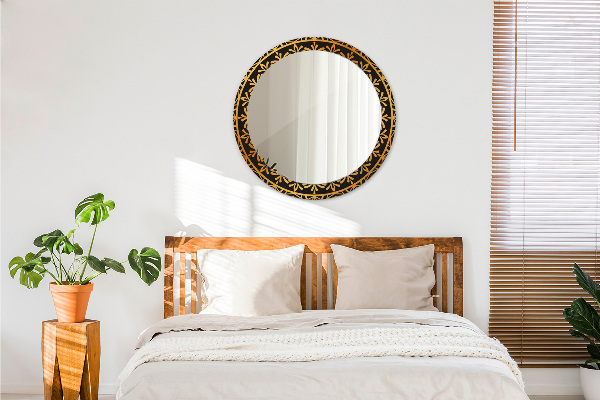 Miroir rond avec décoration Mandala doré