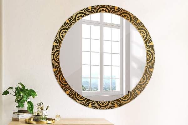 Miroir rond avec décoration Mandala doré