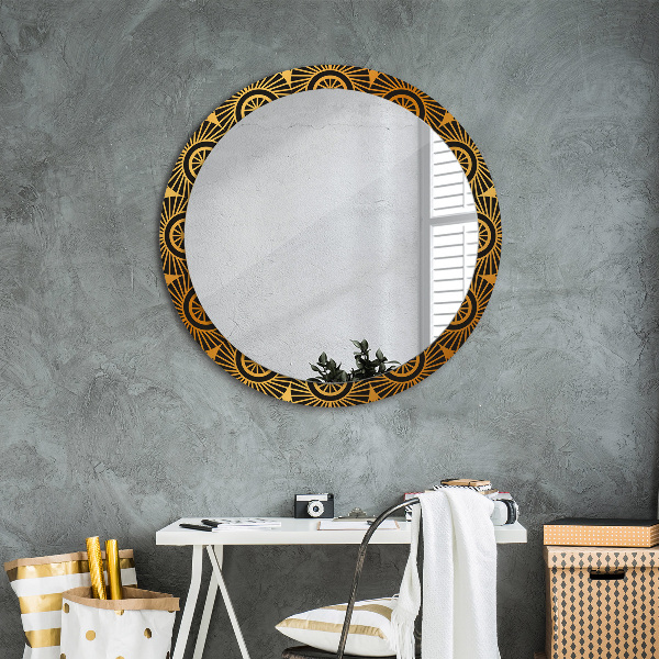 Miroir rond avec décoration Mandala doré