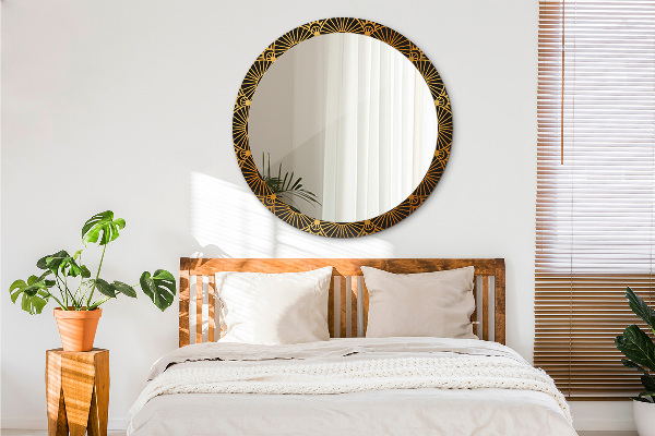 Miroir rond avec décoration Mandala doré