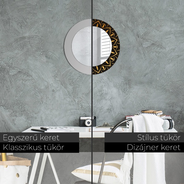 Miroir rond avec décoration Mandala doré