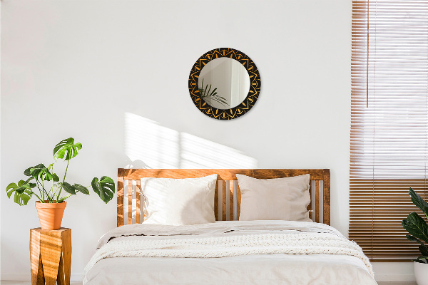Miroir rond avec décoration Mandala doré