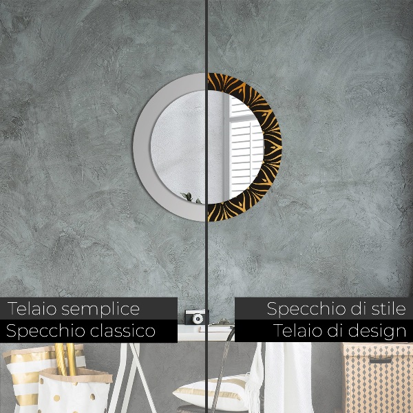 Miroir rond avec décoration Mandala doré