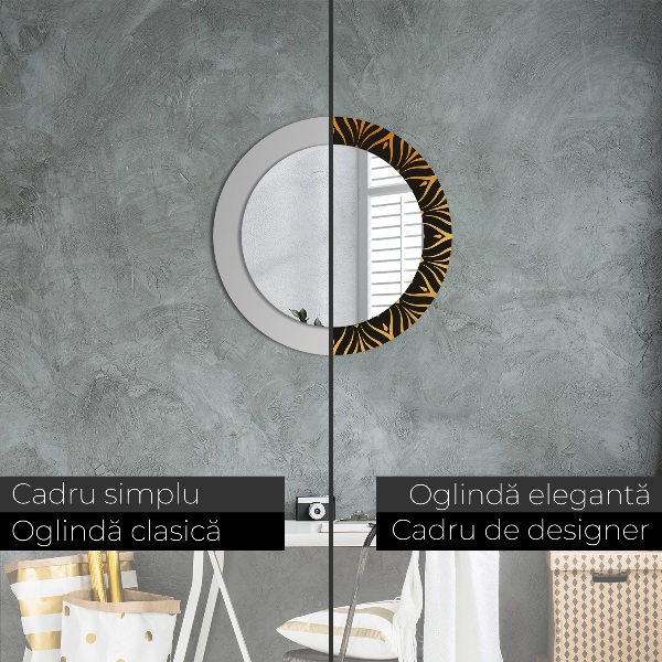 Miroir rond avec décoration Mandala doré