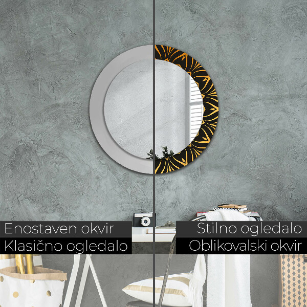 Miroir rond avec décoration Mandala doré