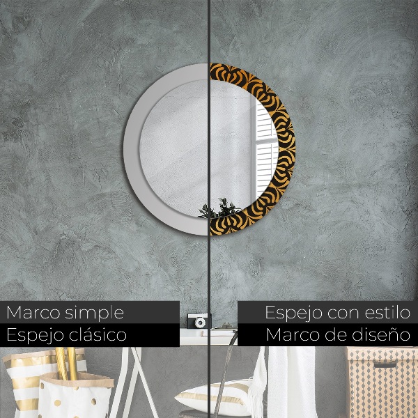 Miroir rond avec décoration Mandala doré