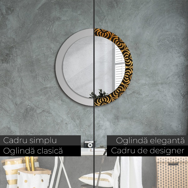 Miroir rond avec décoration Mandala doré