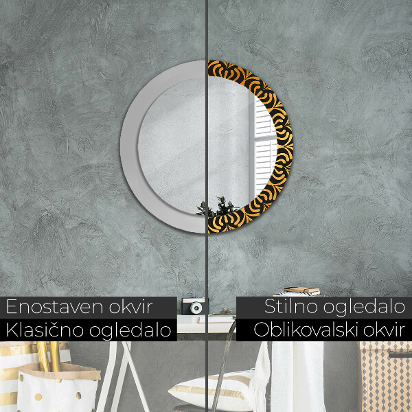 Miroir rond avec décoration Mandala doré