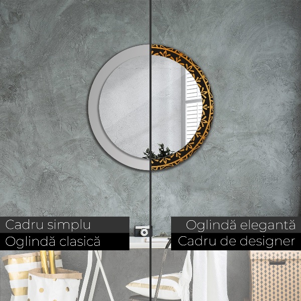 Miroir rond avec décoration Mandala doré