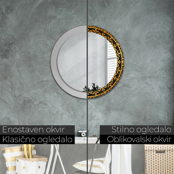 Miroir rond avec décoration Mandala doré