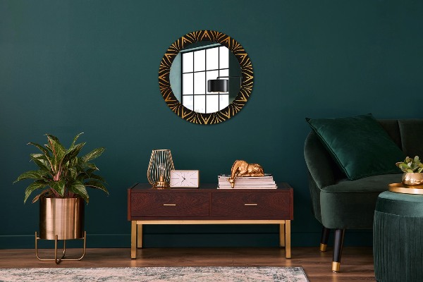 Miroir rond avec décoration Mandala doré