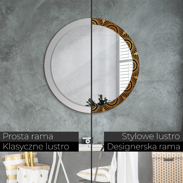 Miroir rond avec décoration Mandala doré