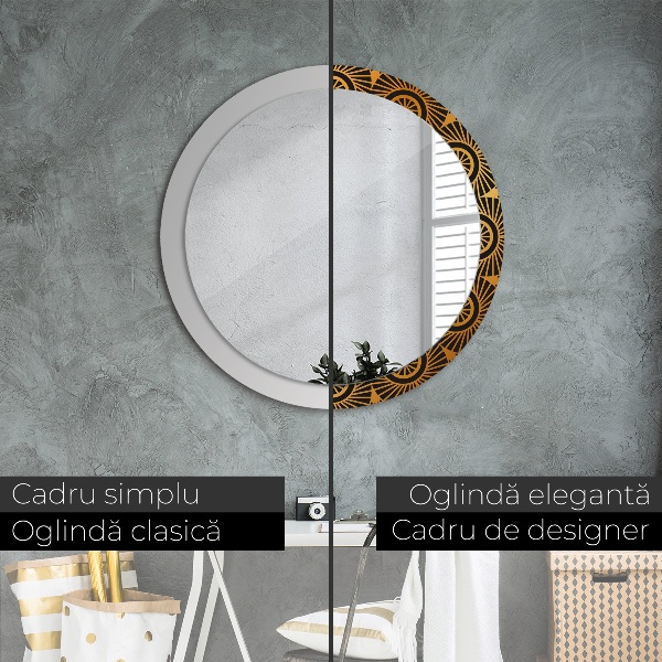 Miroir rond avec décoration Mandala doré