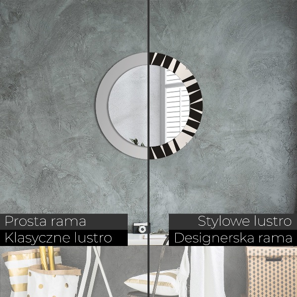 Miroir rond cadre avec impression Géométrie d'abstraction