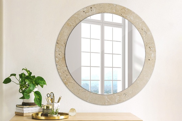Miroir rond cadre avec impression Pierre naturelle