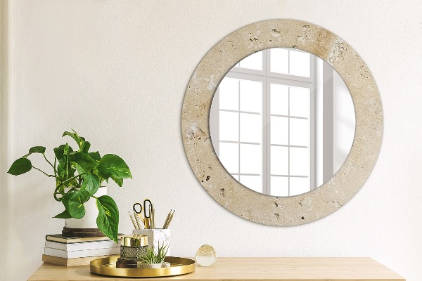 Miroir rond cadre avec impression Pierre naturelle