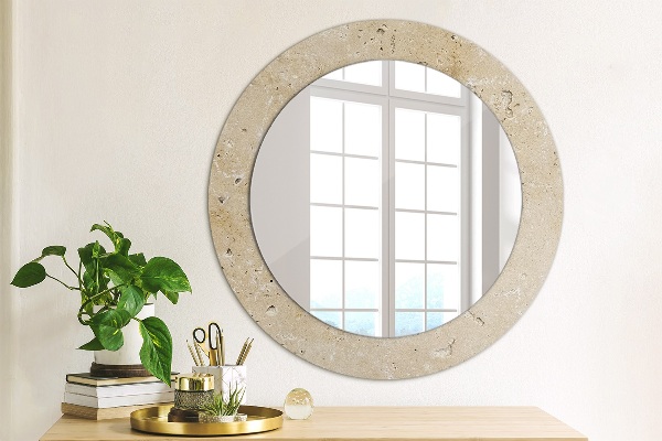 Miroir rond cadre avec impression Pierre naturelle