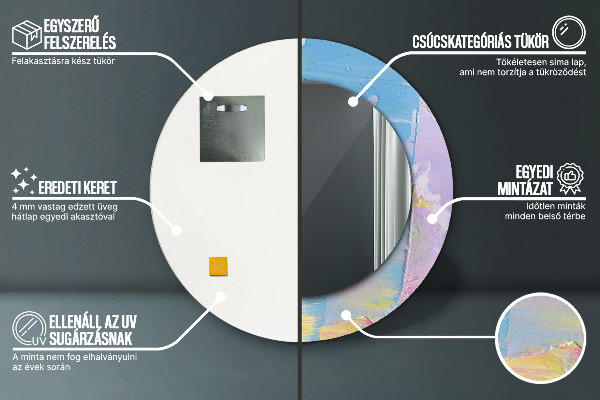 Miroir rond cadre avec impression Texture de la peinture à l'huile