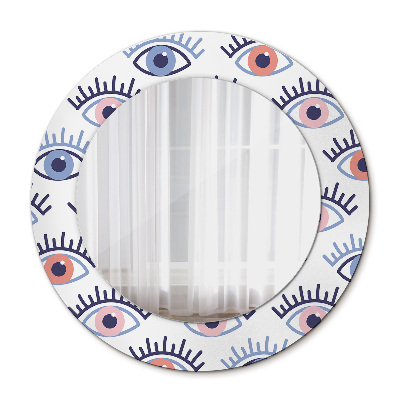 Miroir rond cadre avec impression Style des yeux modernes