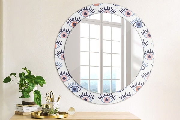 Miroir rond cadre avec impression Style des yeux modernes