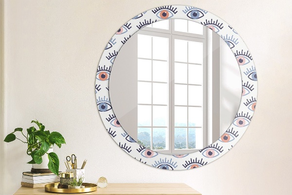 Miroir rond cadre avec impression Style des yeux modernes