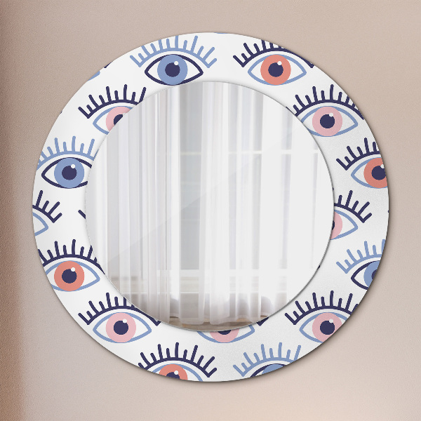 Miroir rond cadre avec impression Style des yeux modernes