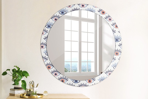 Miroir rond cadre avec impression Style des yeux modernes