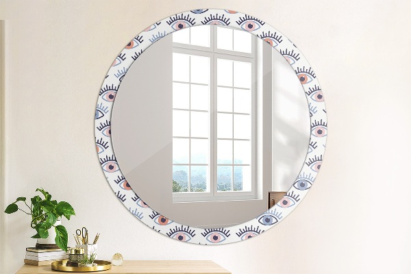 Miroir rond cadre avec impression Style des yeux modernes