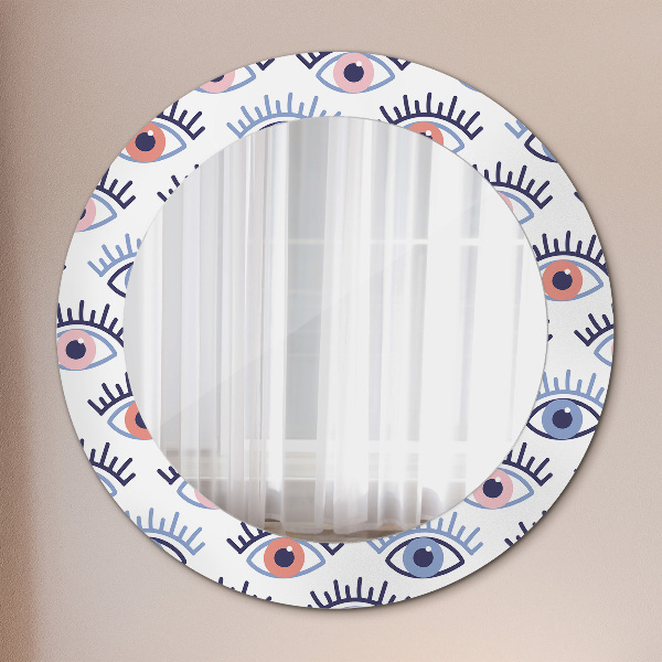 Miroir rond cadre avec impression Style des yeux modernes