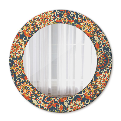 Miroir rond cadre avec impression Illustration de l'année de fleurs