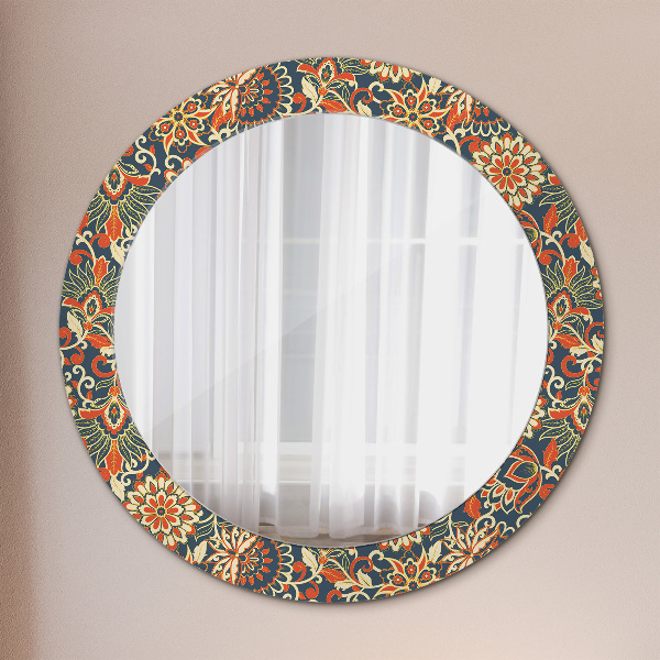 Miroir rond cadre avec impression Illustration de l'année de fleurs