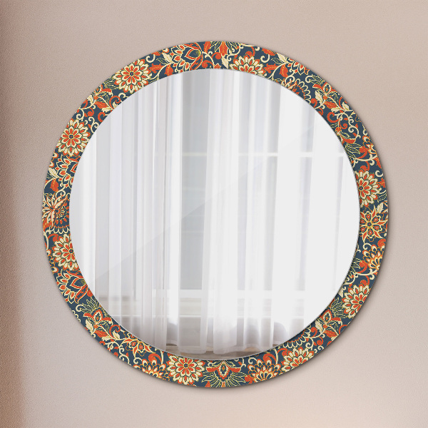 Miroir rond cadre avec impression Illustration de l'année de fleurs