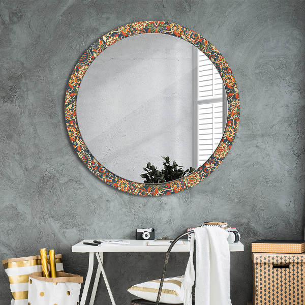 Miroir rond cadre avec impression Illustration de l'année de fleurs